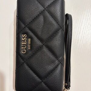 Guess Black Quilted Zip-Around Wallet